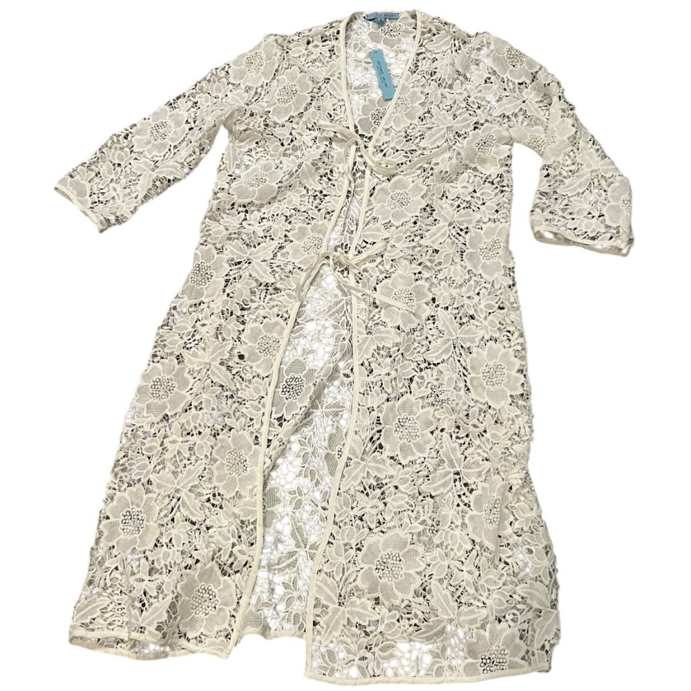 ANTONIO MELANI Ivory Floral Lace Kimono Tunic